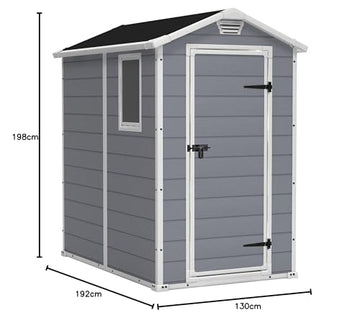 Keter Manor Outdoor Plastic Garden Storage Shed, Grey, 6 x 4 ft