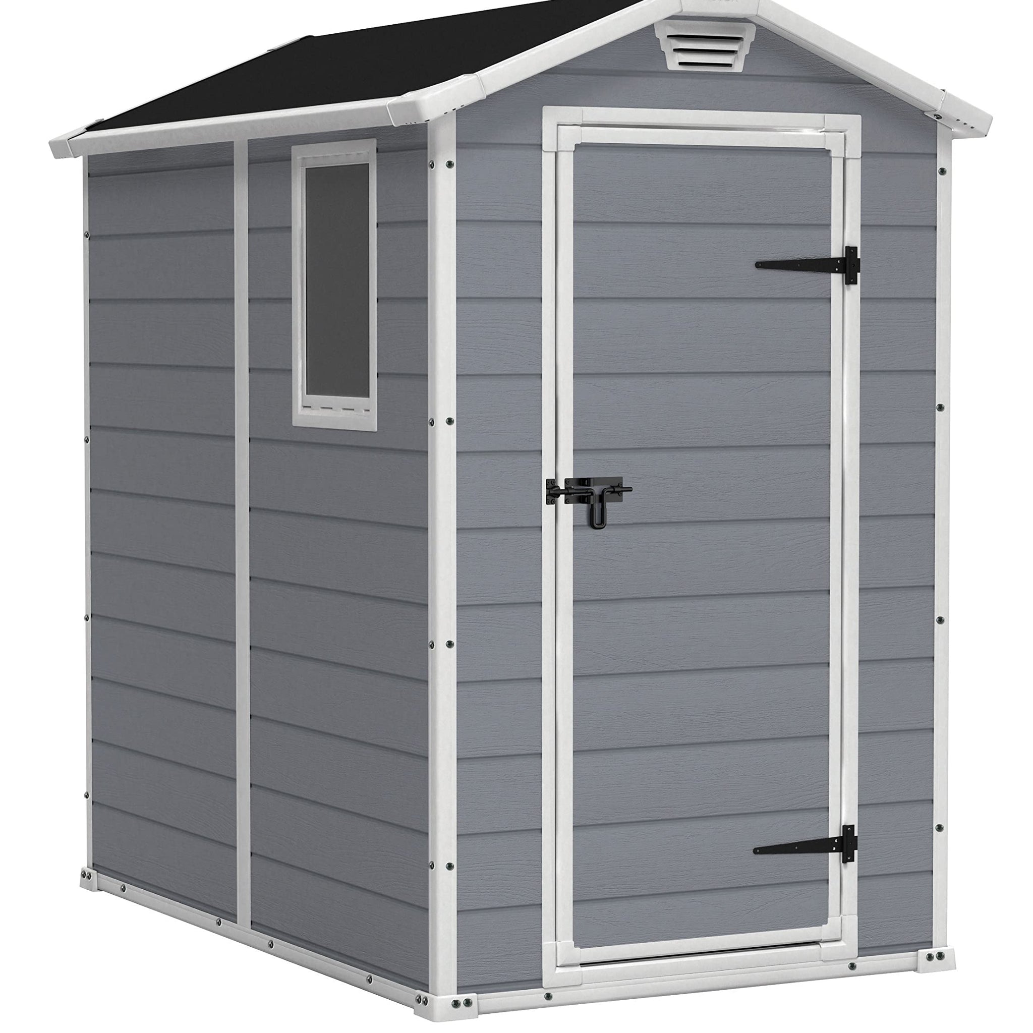Keter Manor Outdoor Plastic Garden Storage Shed, Grey, 6 x 4 ft