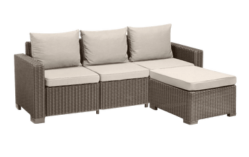 California 3 Seater Chaise Longue Lounge Set - Cappuccino