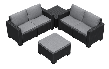 California 4 Seater Double Lounge Set - Grey