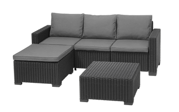 California 3 Seater Chaise Longue Lounge Set - Grey